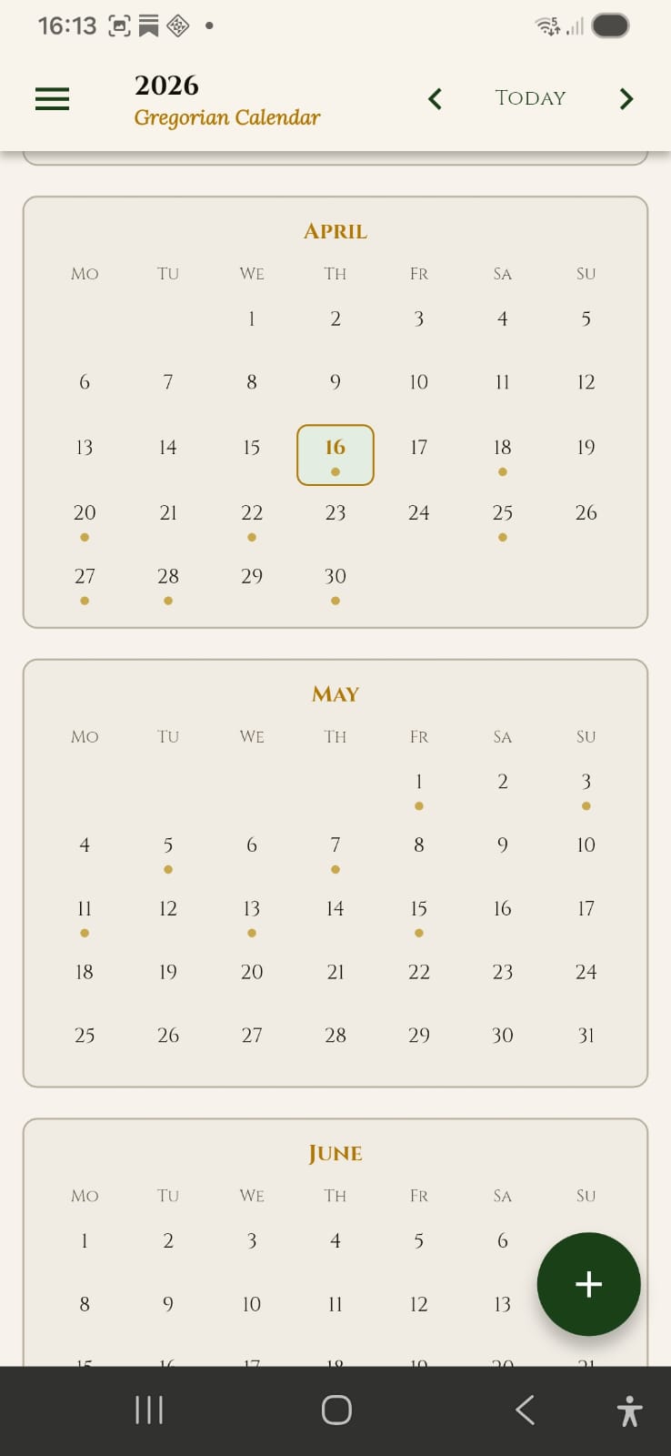 normale kalender voor het overzicht