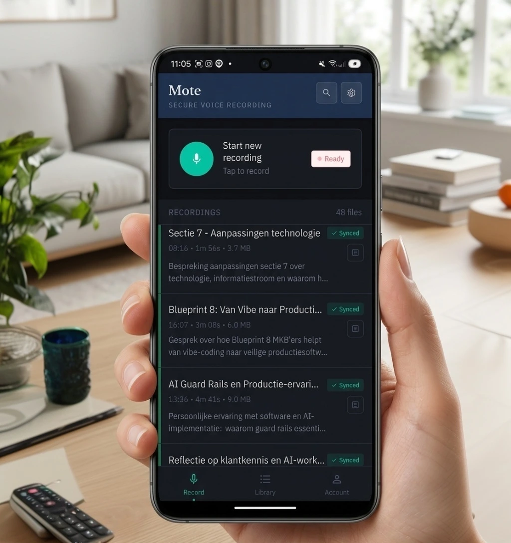 High-fidelity audio, chunked sync, and automatic transcription — built for professionals who require accuracy, security, and compliance.